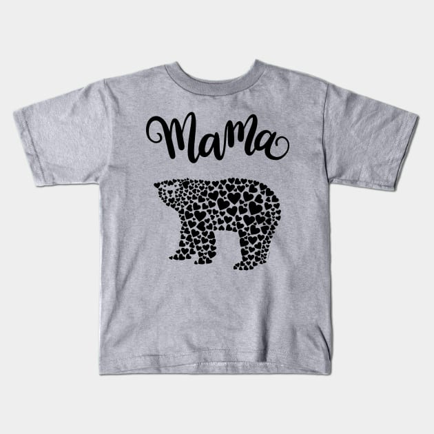 Mama Bear Love Hearts Graphic Design Kids T-Shirt by DoubleBrush